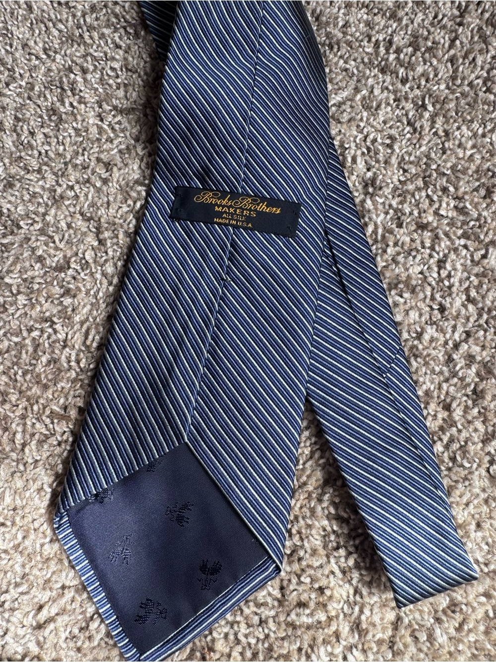 Brooks Brothers Navy and Light Blue Striped Silk Tie